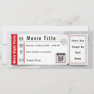 Invitation au billet de soirée cinéma