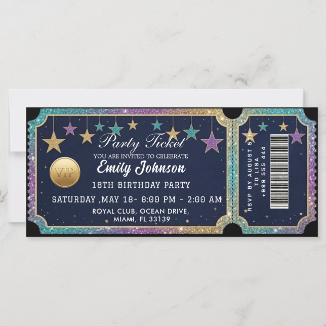 Invitation au billet d'or de la fête (Devant)