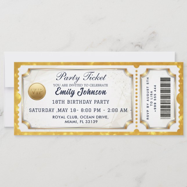 Invitation au billet d'or de la fête (Devant)