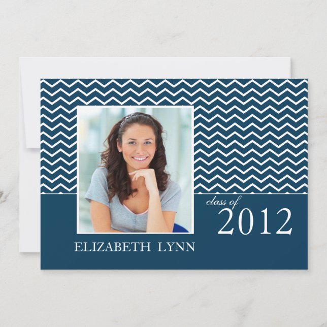 Invitation au Blue Chevron Photo Graduation Party (Devant)