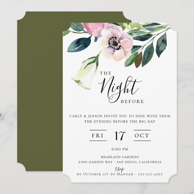 Invitation au bouquet de jardin la veille (Devant / Derrière)
