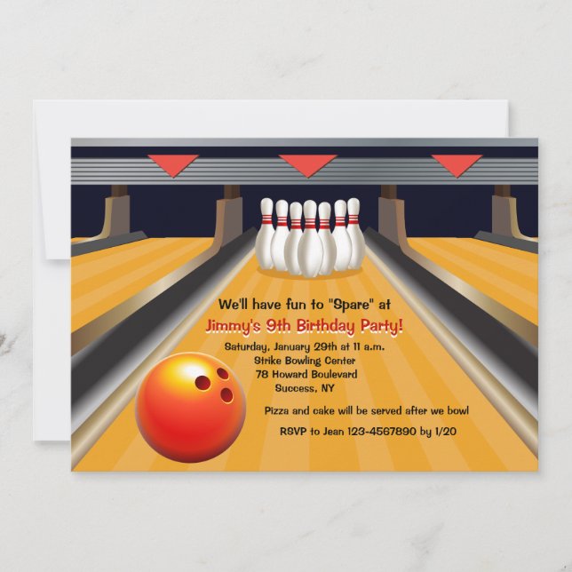 Invitation au bowling 'Fun To Spare' (Devant)