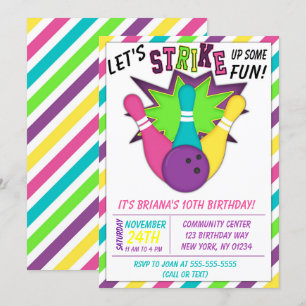 Invitation au bowling pour l'anniversaire d'une fi