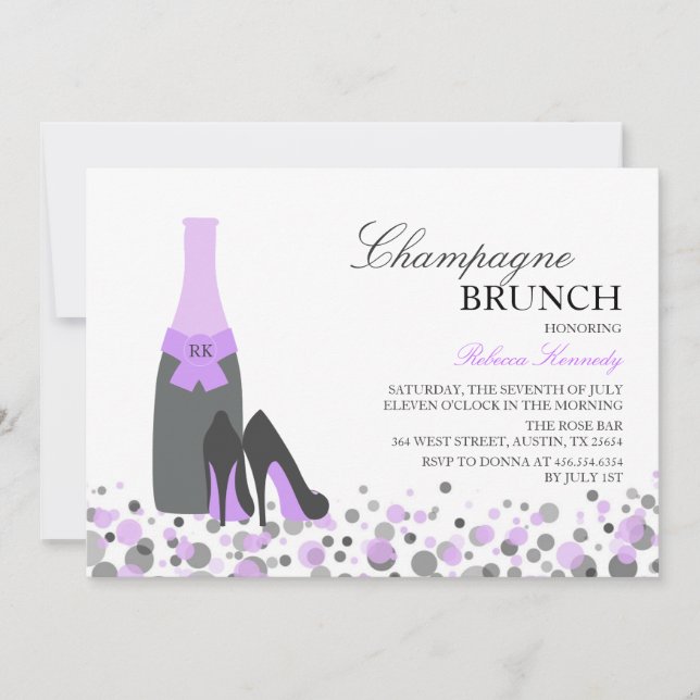 Invitation au brunch au champagne pour une douche  (Devant)