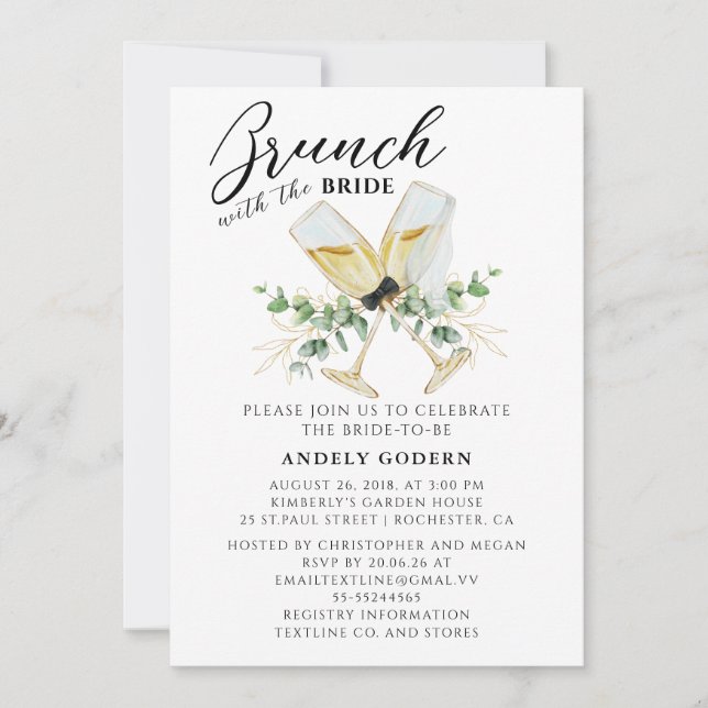 Invitation au brunch avec la mariée (Devant)