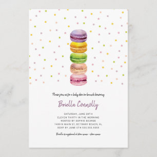 Invitation au brunch baby shower Macaron confetti