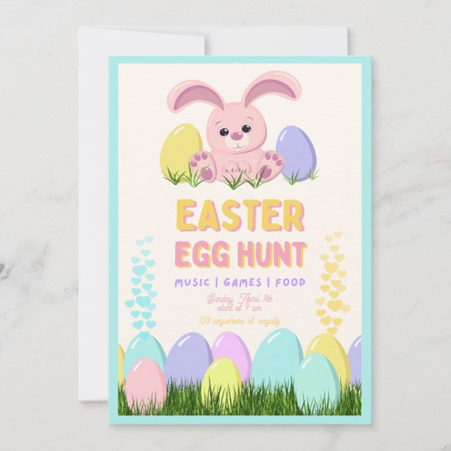 Invitation au Brunch & Chasse aux œufs de Pâques | (Devant)