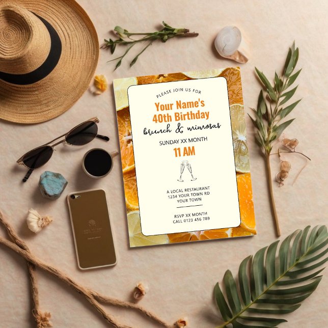 Invitation au brunch d'anniversaire Mimosa Citrus (Citrus Mimosa Birthday Invitation)