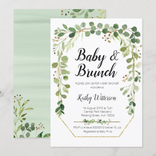 invitation au brunch de bébé avec verdure