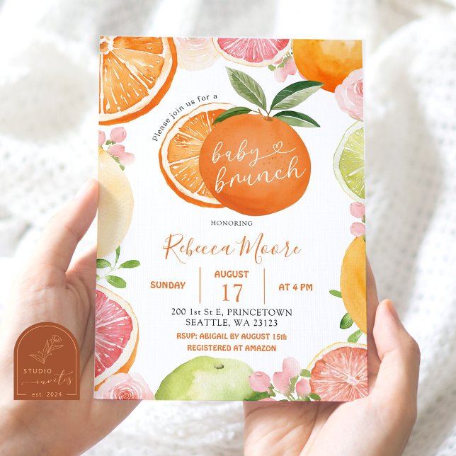 Invitation au brunch de bébé d'été aux fruits d'ag (Créateur téléchargé)