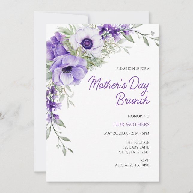 Invitation au brunch de la fête des Mères (Devant)