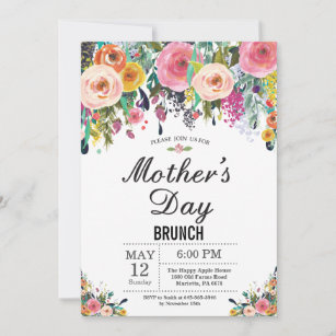 Invitation au brunch de la Fête des mères de fleur