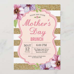 Invitation au brunch de la Fête des mères de fleur