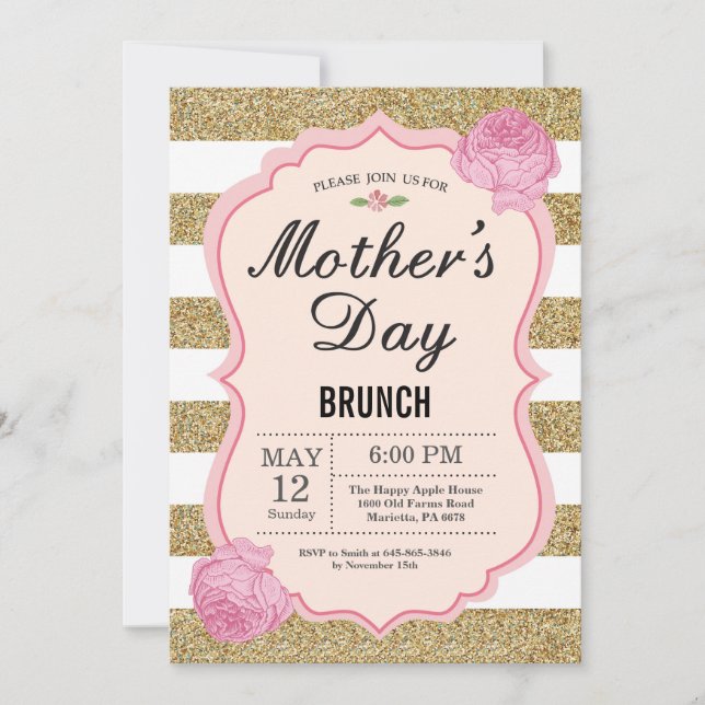 Invitation au brunch de la fête des mères Fleur fl (Devant)