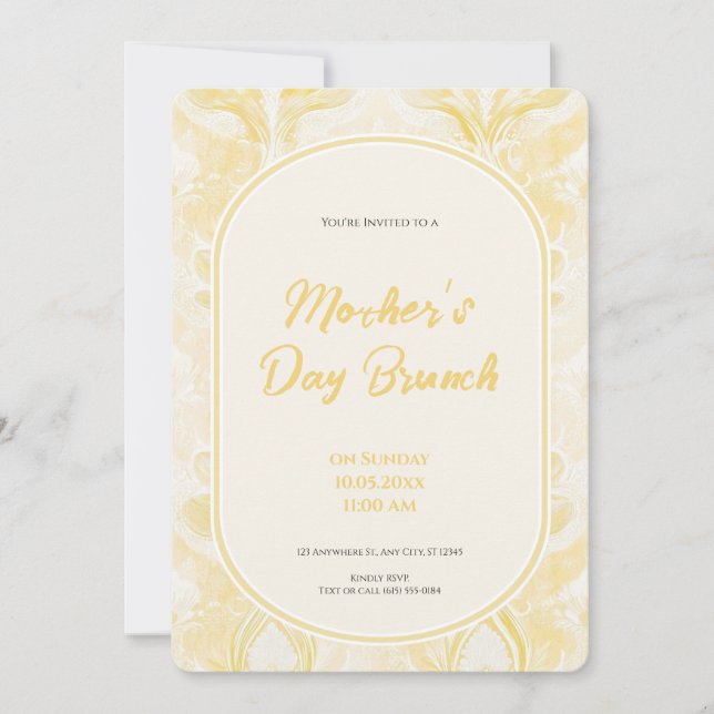 Invitation au brunch de la fête des Mères jaune be (Devant)