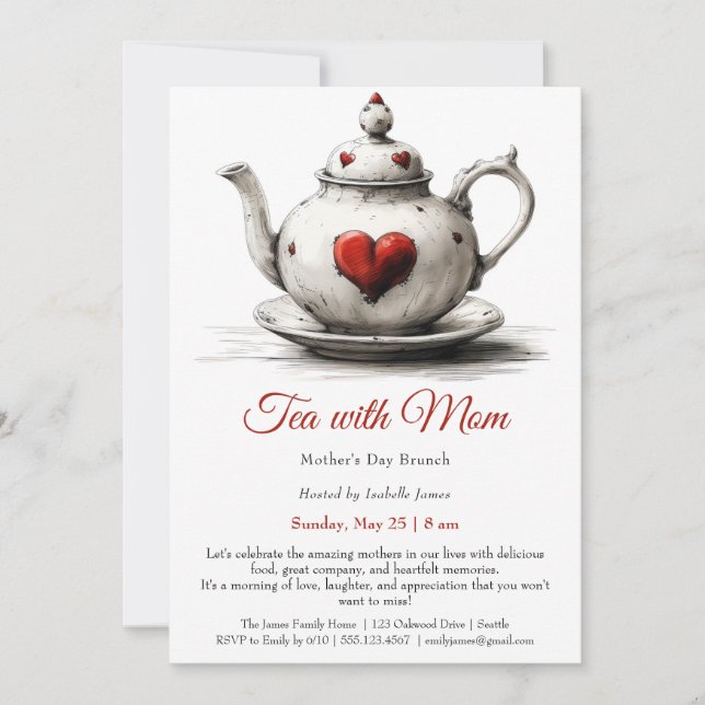 Invitation au brunch de la fête des Mères – Thé av (Devant)