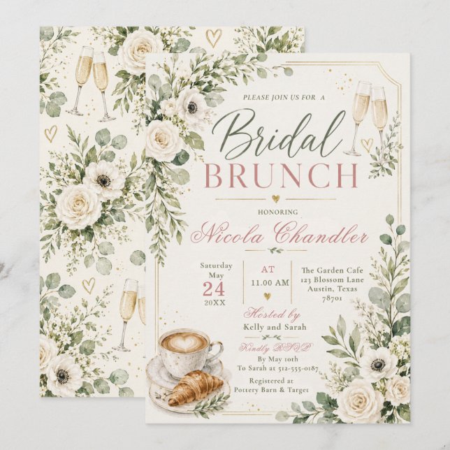 Invitation au brunch de mariage (Devant / Derrière)