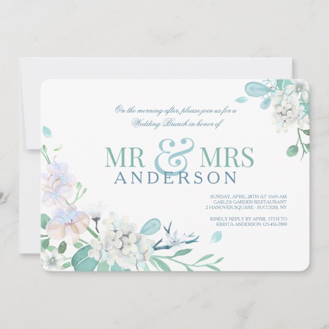 Invitation au brunch de mariage de M. et Mme Bleu (Devant)