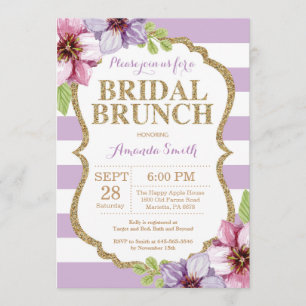 Invitation au brunch de mariée violet et or Floral