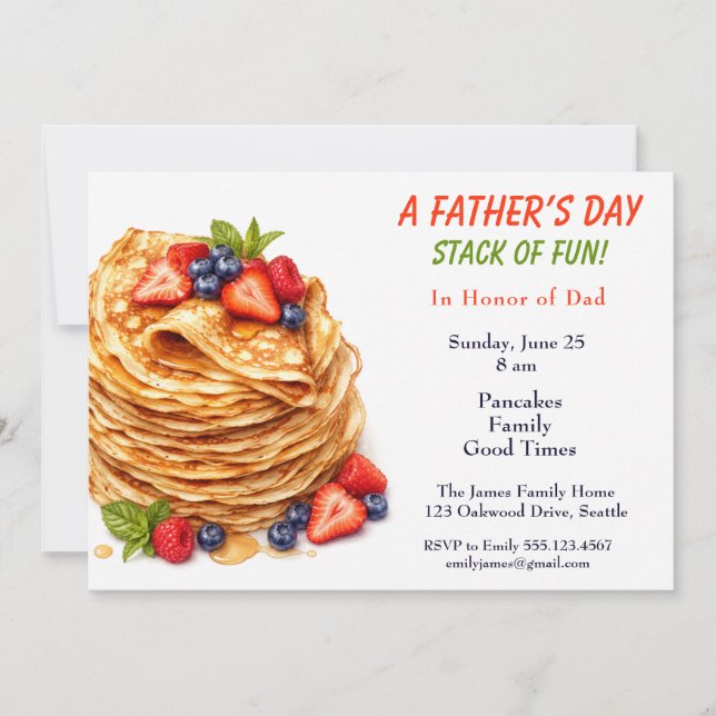 Invitation au brunch de pancakes pour la fête des  (Devant)