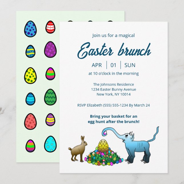 Invitation au brunch de Pâques & chasse aux œufs (Devant / Derrière)
