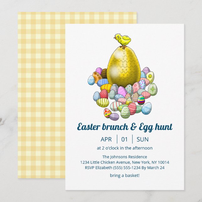 Invitation au brunch de Pâques & chasse aux œufs (Devant / Derrière)