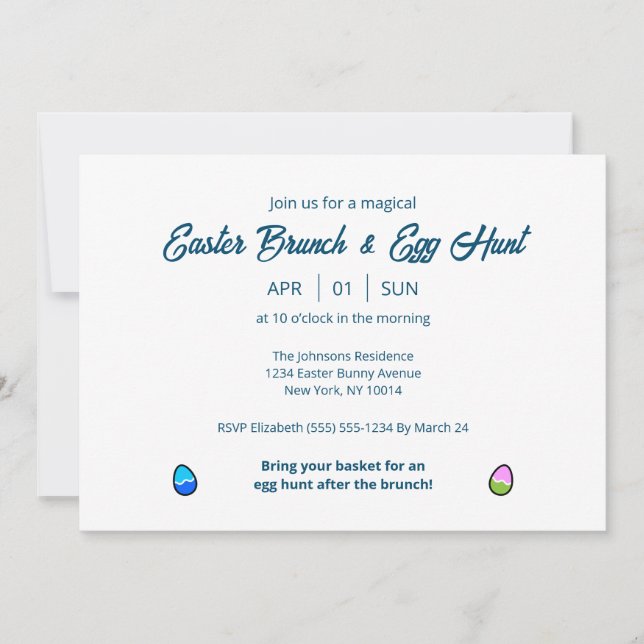 Invitation au brunch de Pâques & chasse aux œufs (Devant)