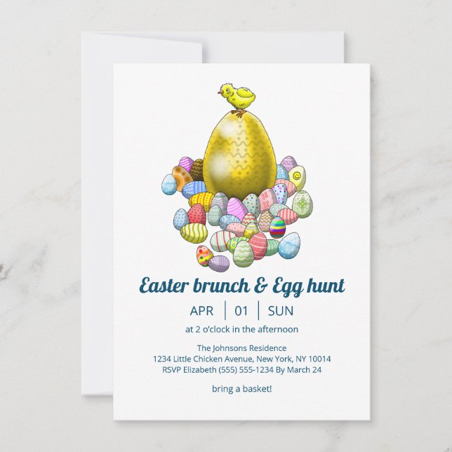 Invitation au brunch de Pâques & chasse aux œufs d (Devant)