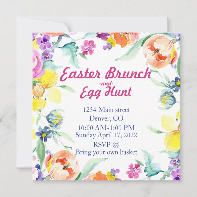 Invitation au brunch de Pâques et chasse aux œufs (Devant)