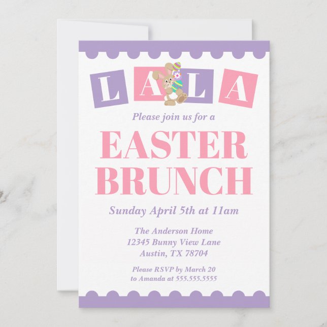 Invitation au brunch de Pâques La La (Devant)