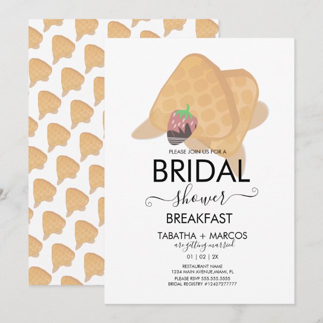 Invitation au brunch de petit déjeuner de waffles  (Devant / Derrière)