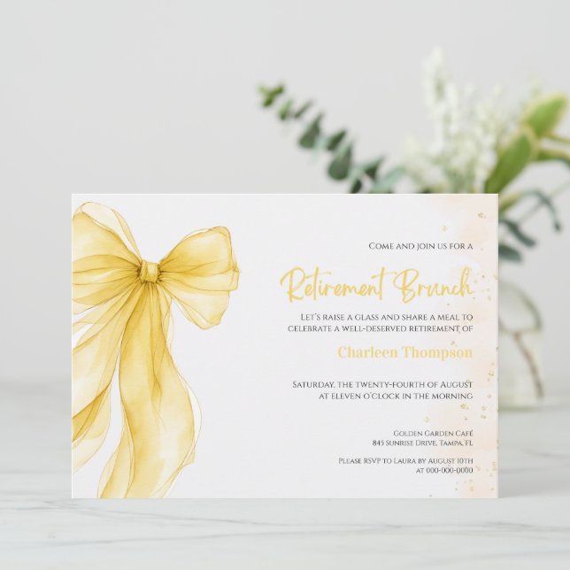 Invitation au brunch de retraite à ruban jaune (Debout devant)