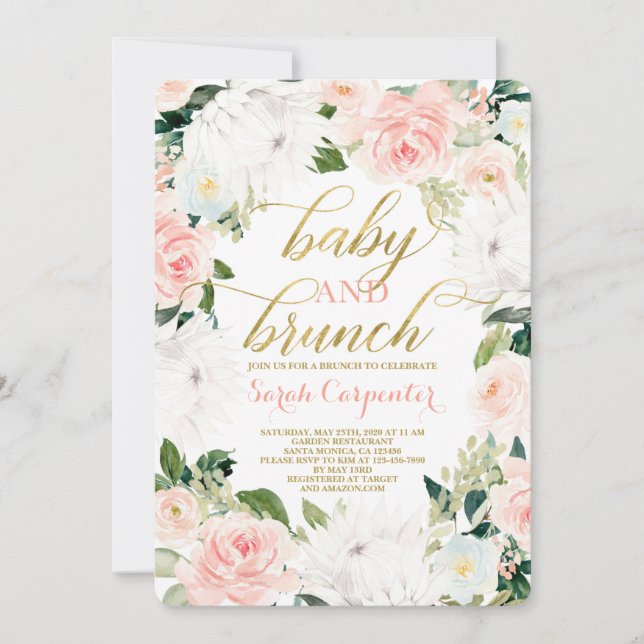 Invitation au brunch des Baby showers à fleurs de  (Devant)
