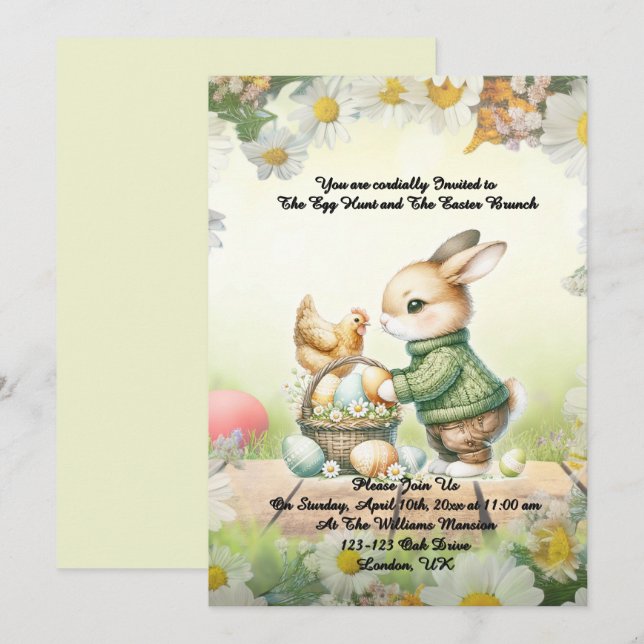 - Invitation au brunch et chasse aux œufs de Pâque (Devant / Derrière)