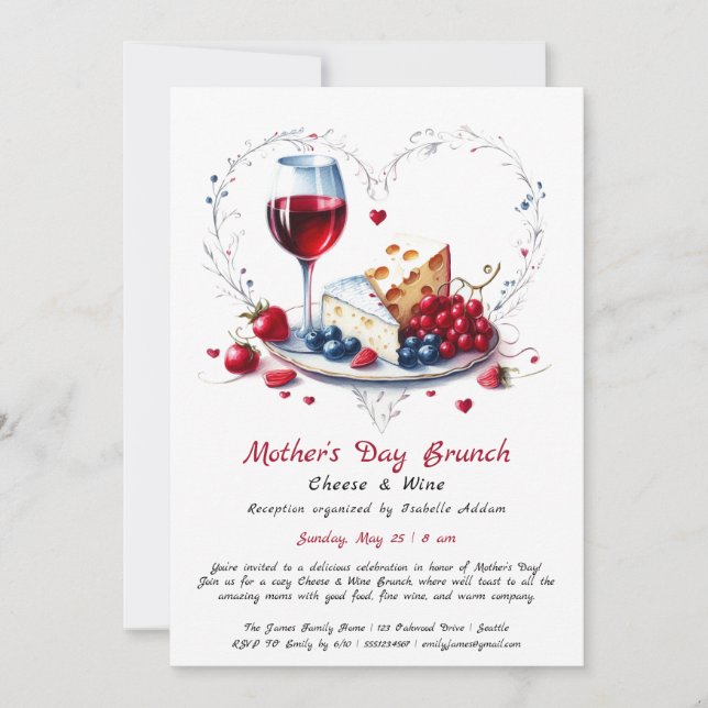 Invitation au brunch fromage & vin pour la fête de (Devant)