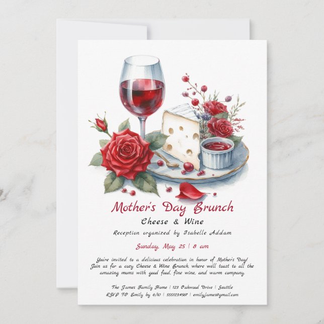 Invitation au brunch fromage & vin pour la fête de (Devant)