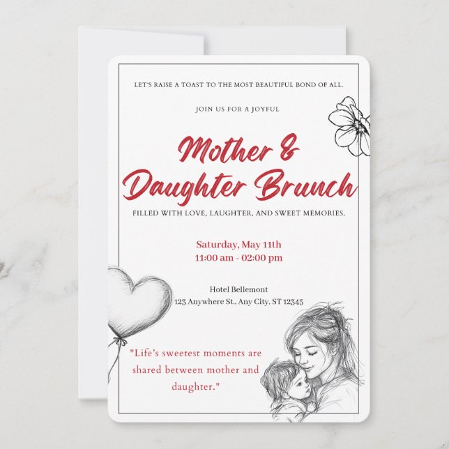 Invitation au brunch mère-fille (Devant)