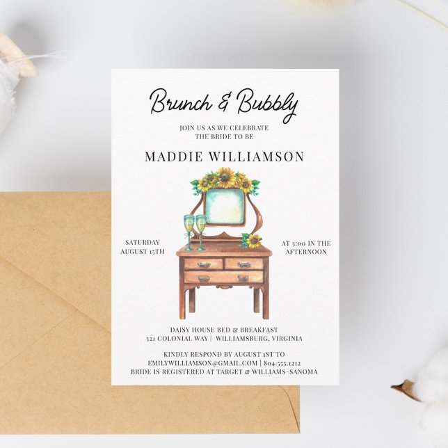 Invitation au brunch nuptial avec douche de tourne (Créateur téléchargé)