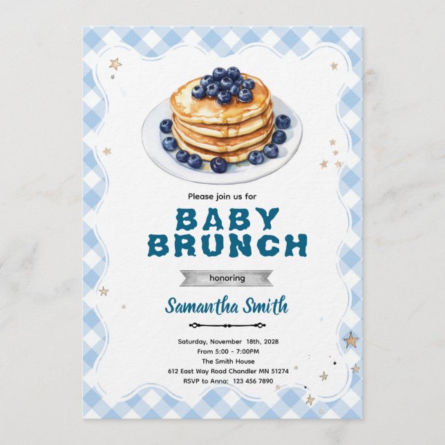 Invitation au brunch pour bébé aux myrtilles Baby  (Devant)