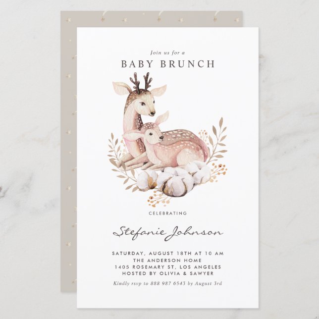 Invitation au brunch pour bébé pour la chute de bé (Devant / Derrière)