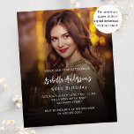 Invitation au budget de la fête d'anniversaire<br><div class="desc">Personnalisez et ajoutez vos photos et détails de fête. J'ai utilisé une superposition foncée sur la photo pour qu'il soit plus facile de lire le texte. J'ai ajouté 2 couches, mais une seule est active. Il y a un petit symbole à la fin du calque/ligne de superposition que vous pouvez...</div>