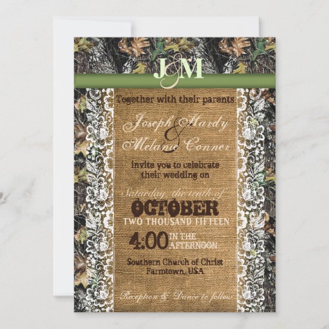 Invitation au Camouflage avec Burlap & Lace (Devant)