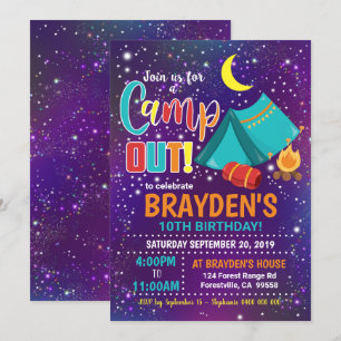 Invitation au camping Invitation au camp de garçon
