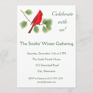 Invitation au Cardinal Bird Art Holiday Party