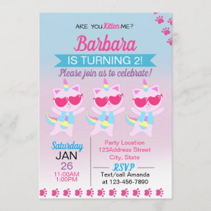 Invitation au caricaturiste de l'Unicorn Cat Heart