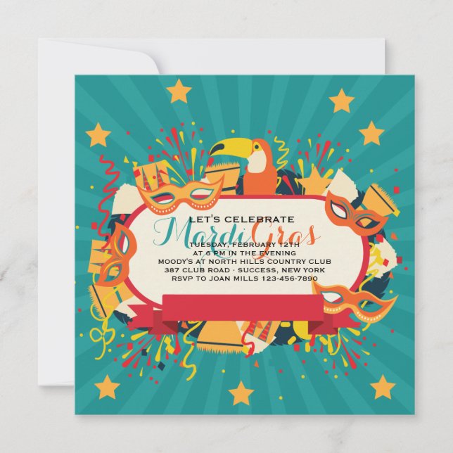 Invitation au Carnaval de Mardi Gras (Devant)