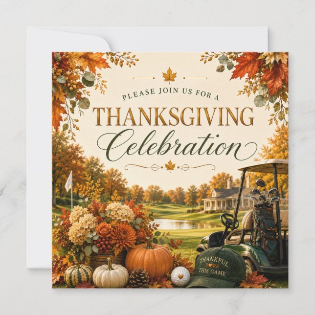 Invitation au Célébration de Golf de Thanksgiving  (Devant)