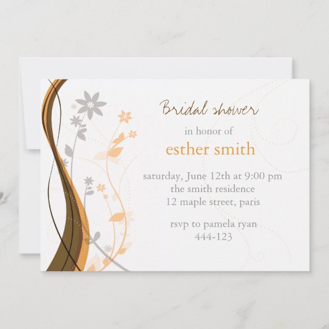 Invitation au charme floral orange et gris (Devant)