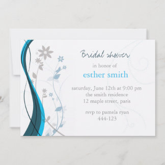Invitation au charme floral Turquoise et gris