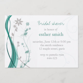 Invitation au charme floral turquoise et gris